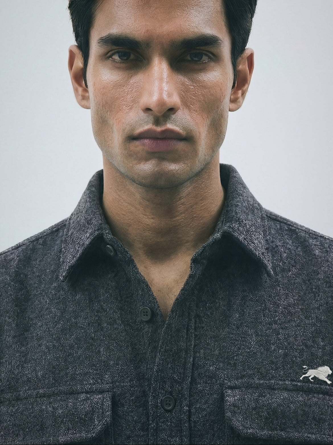 Flannel Double Pocket Charcoal Grey Shirt