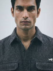 Flannel Double Pocket Charcoal Grey Shirt