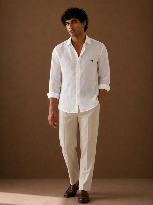 White Cotton-Linen Shirt