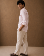 Baby Pink Cotton-Linen Shirt