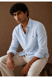 Sky Blue Cotton-Linen Shirt