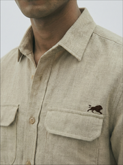Flannel Double Pocket Beige Shirt.