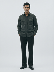 Flannel Double Pocket Charcoal Grey Shirt