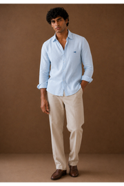 Sky Blue Cotton-Linen Shirt