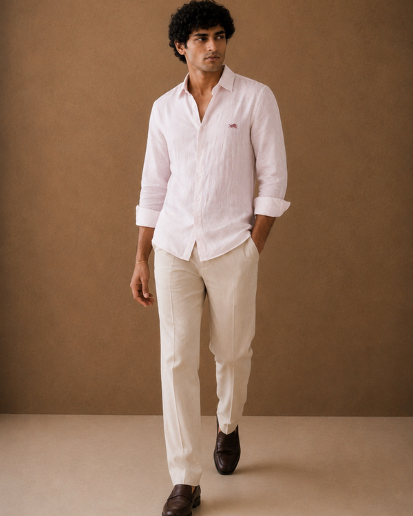 Baby Pink Cotton-Linen Shirt