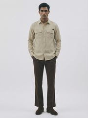 Flannel Double Pocket Beige Shirt.