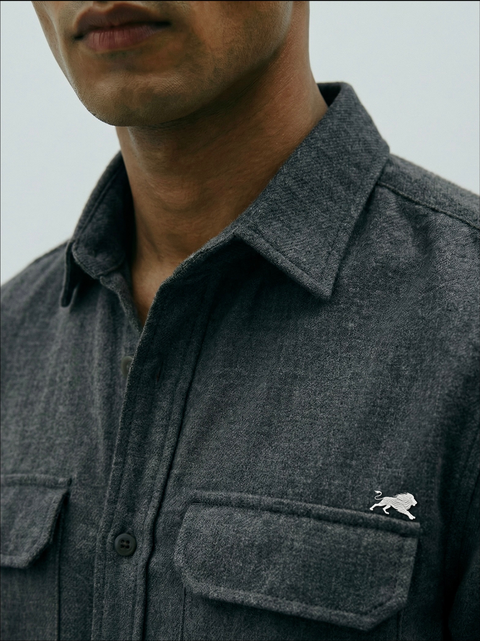 Flannel Double Pocket Charcoal Grey Shirt