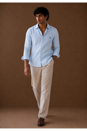 Sky Blue Cotton-Linen Shirt