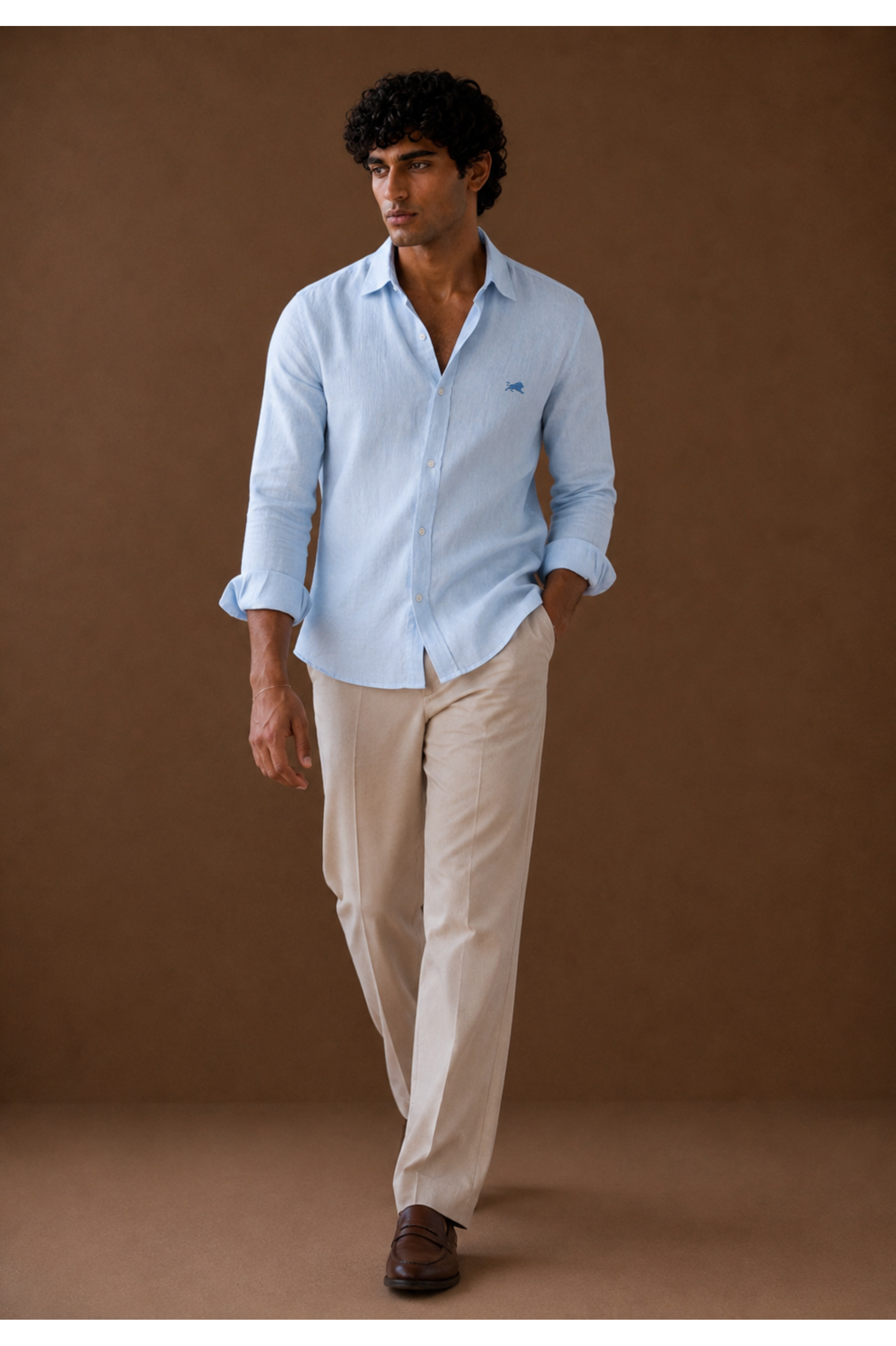 Sky Blue Cotton-Linen Shirt