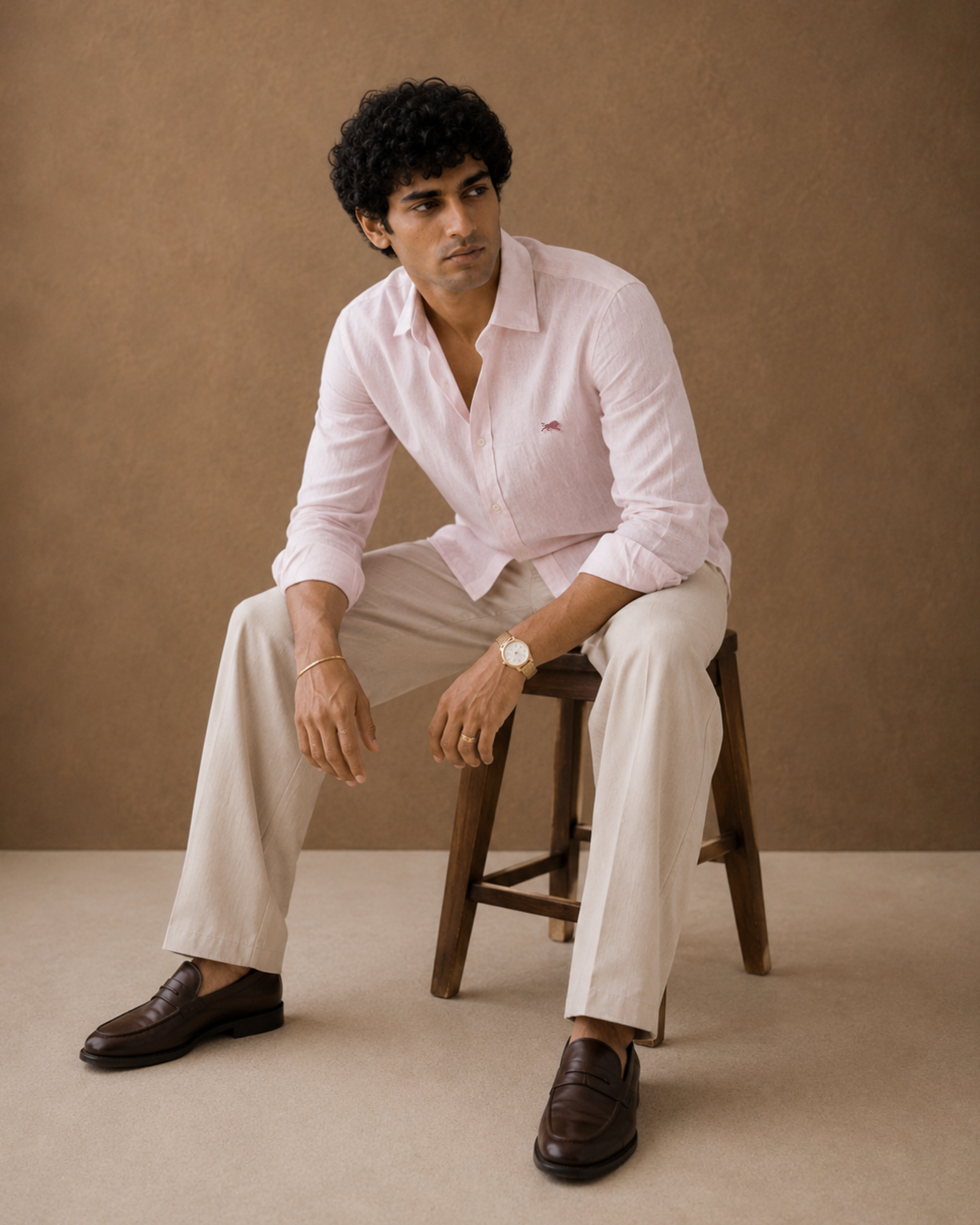 Baby Pink Cotton-Linen Shirt