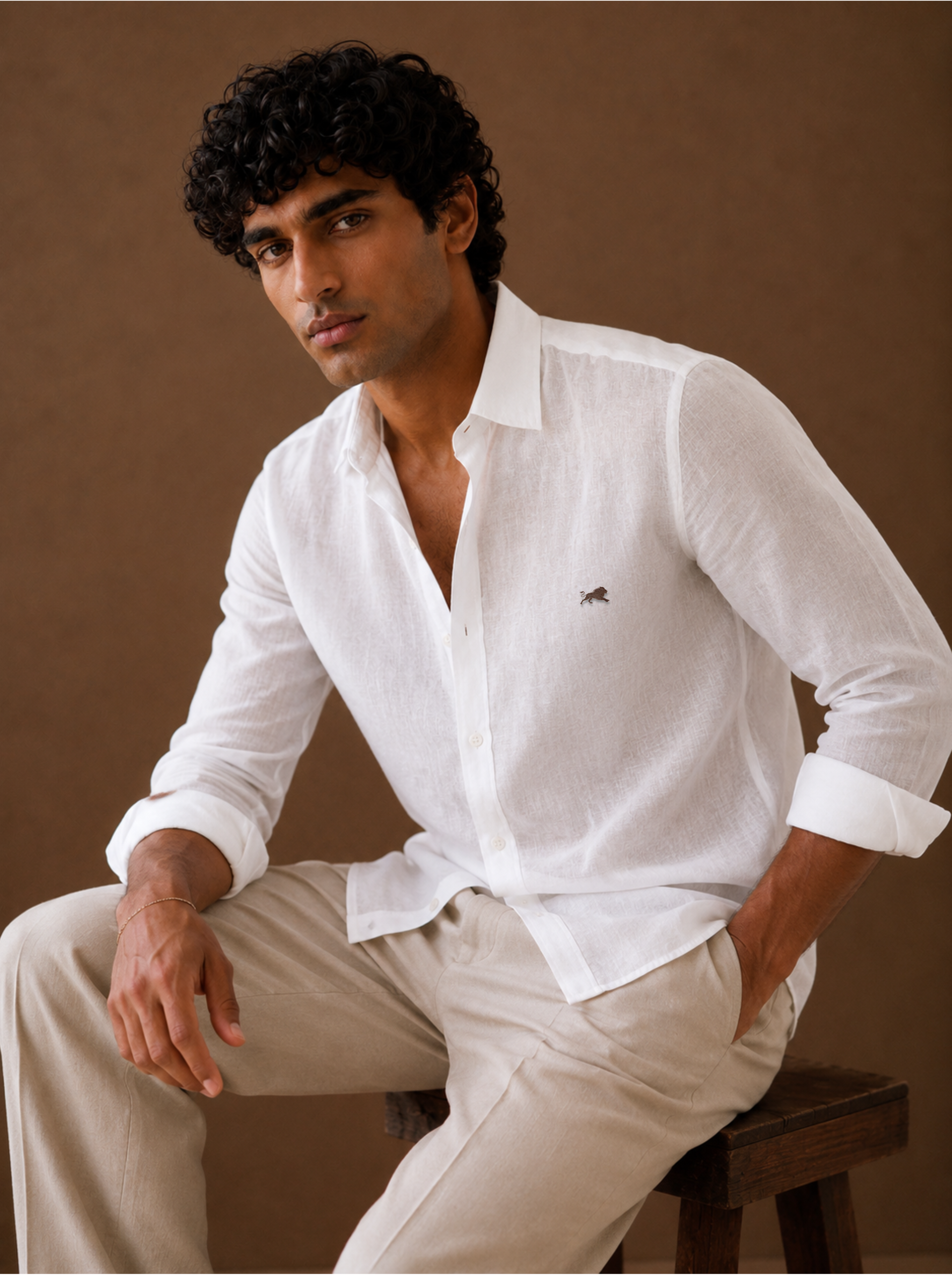 White Cotton-Linen Shirt