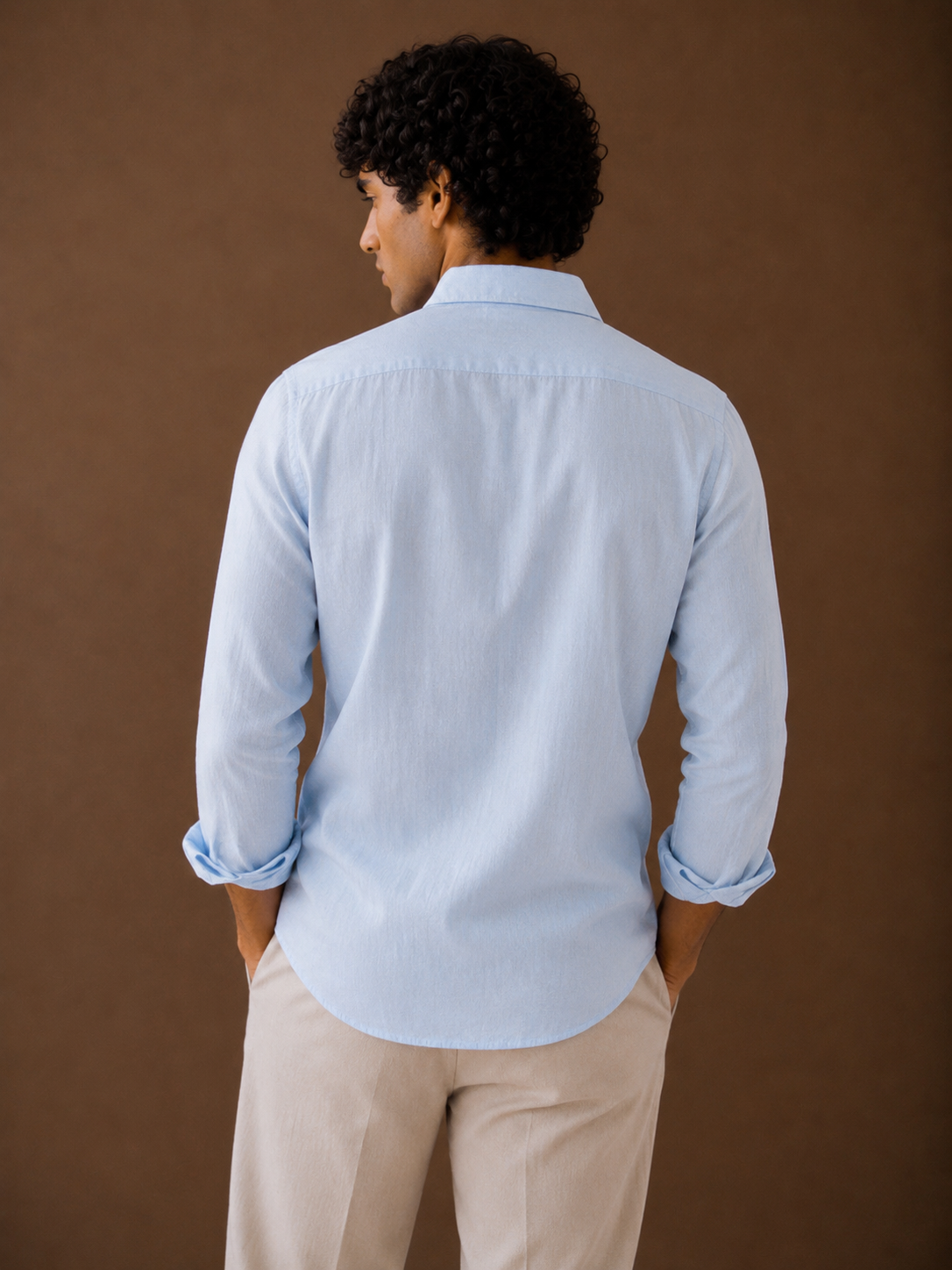 Sky Blue Cotton-Linen Shirt